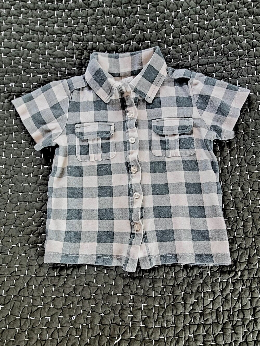 kate quinn Short-Sleeve Button-Front Plaid Shirt - Green & White Check
